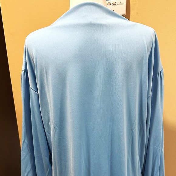 Alfani Cornflower Blue Long Sleeve Loose Bantu Neck Blouse SZ Large - Picture 2 of 2